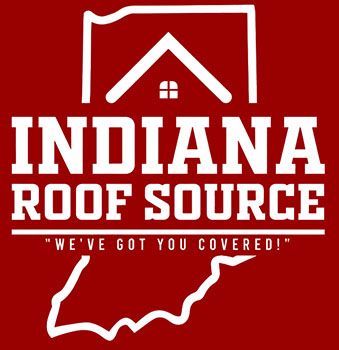 Indiana Roof Source logo on red background with white house outline and slogan “We’ve Got You Covered!”