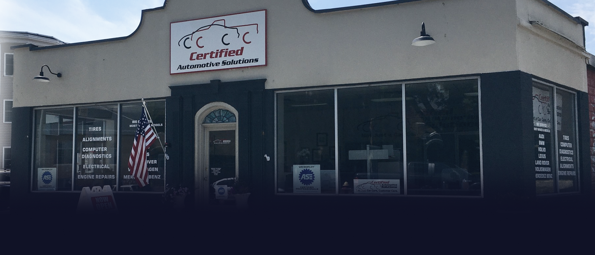 Outside of our auto repair shop in Melrose, MA | Certified Automotive Solutions