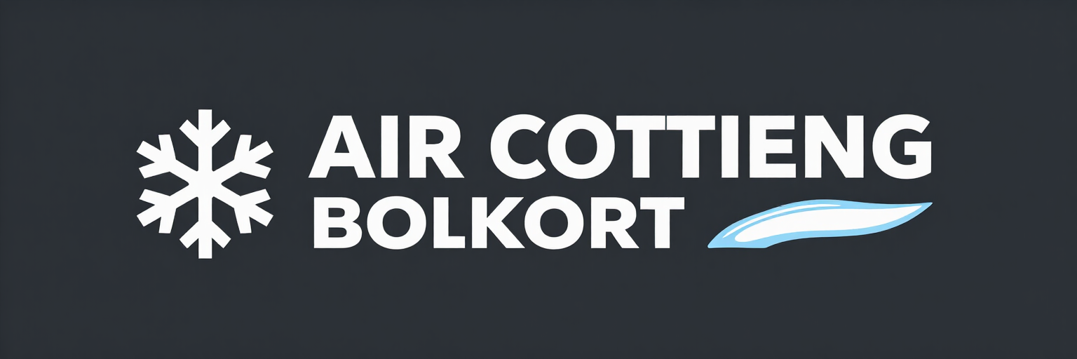 Logotipo de Air Cotting Bolkort con copo de nieve blanco y texto sobre fondo oscuro