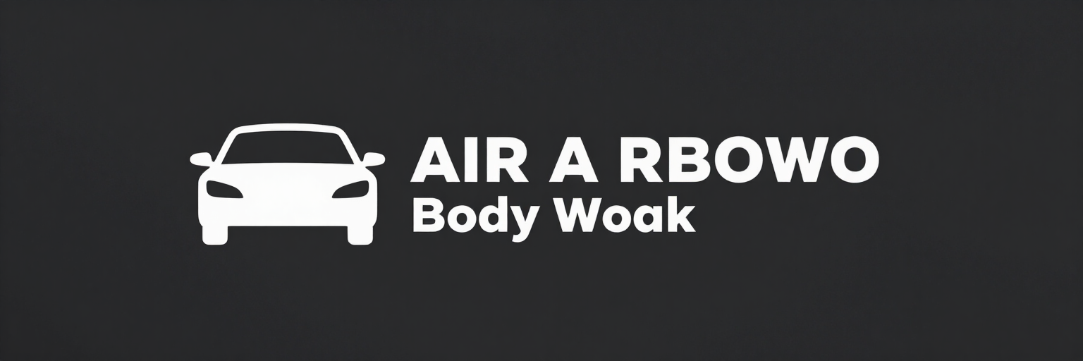 Icono de coche blanco con el texto “AIR A RBOWO Body Wok” sobre un fondo oscuro.