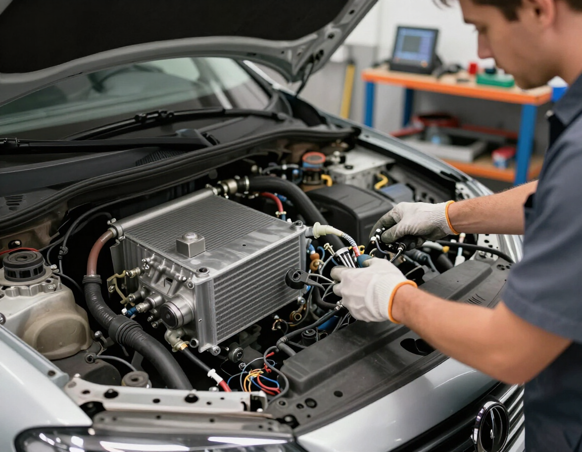 Reparación de sistema de climatización automotor.