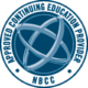 A blue and white logo for a continuing education provider.