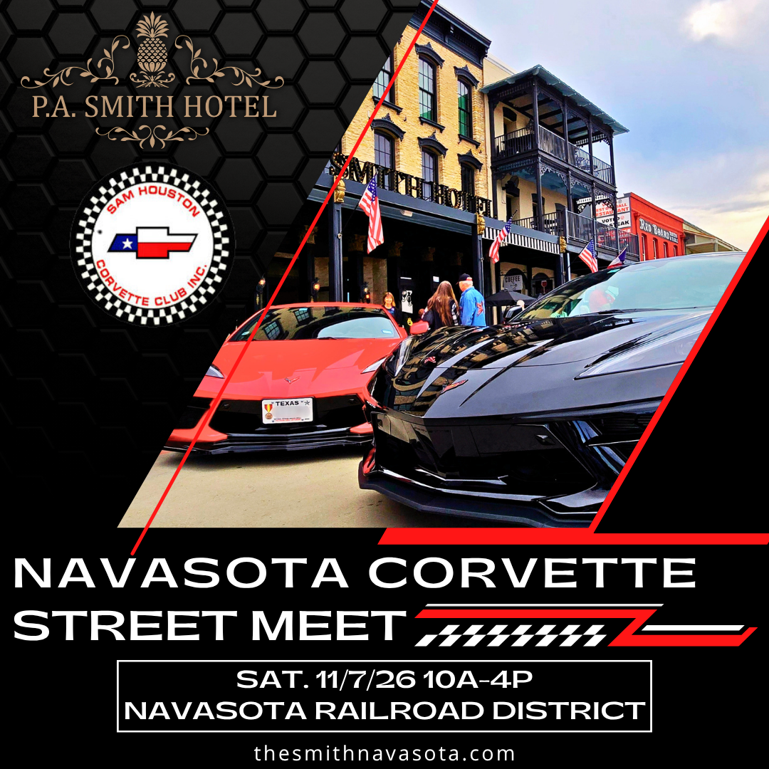 Corvette's in front of P.A. Smith Hotel