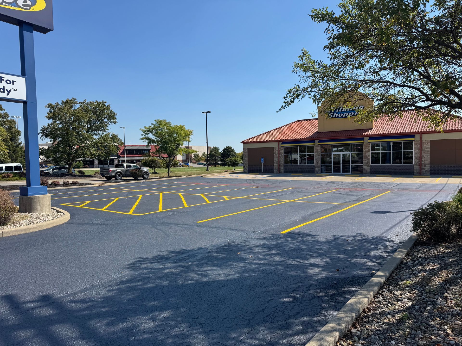 Picture of a local parking area here in Fort Wayne, IN that, was marked and striped by Midwest Seal Team.
