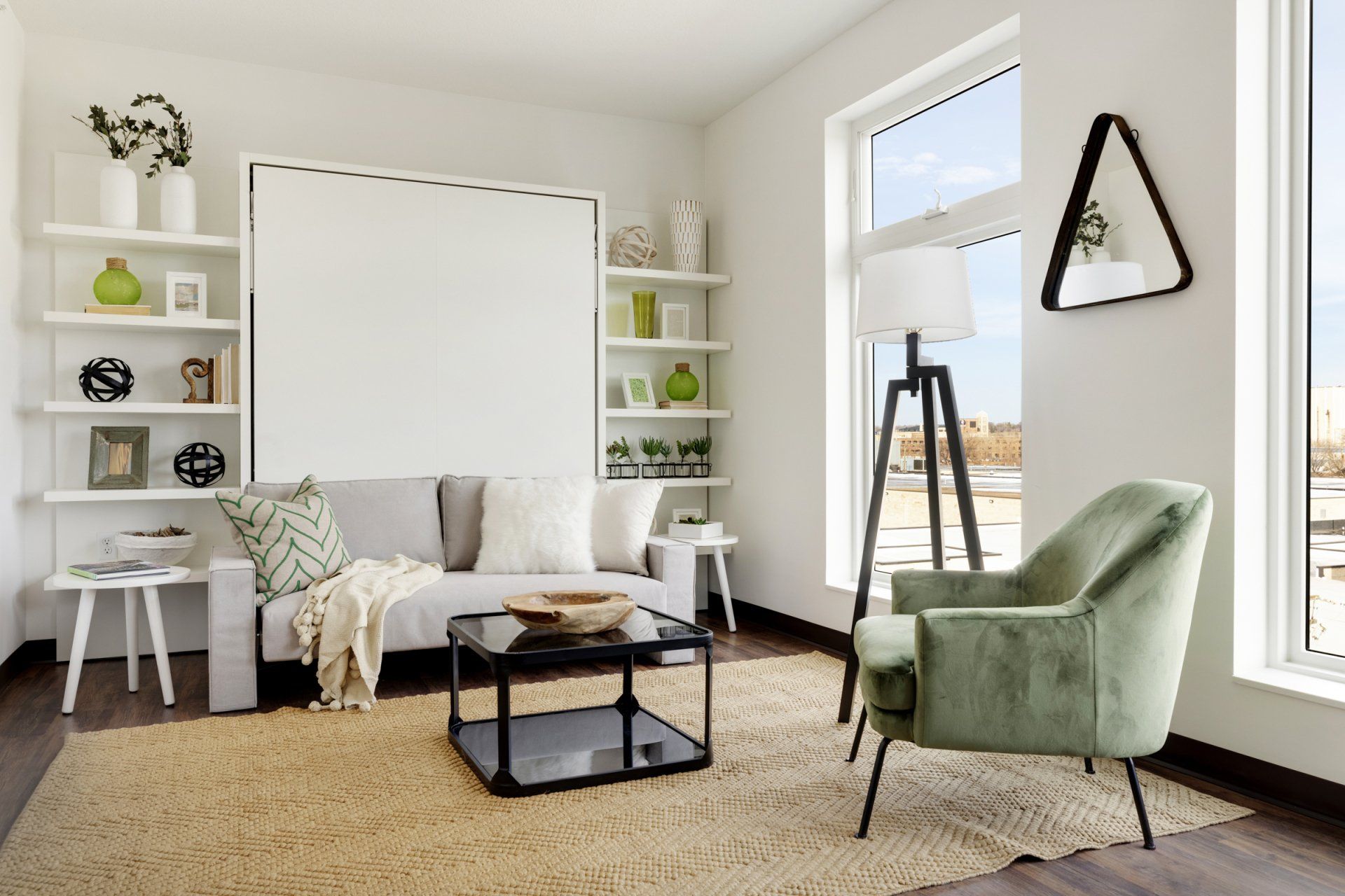 Modern studio apartment in Northeast Minneapolis with natural light, ideal for compact city living.