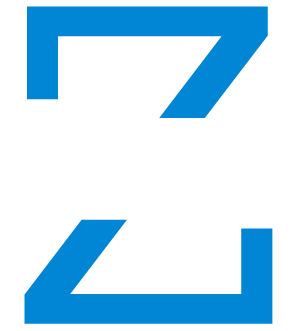 Lettre « Z » stylisée bleue divisée en deux parties.