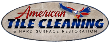 American Tile Cleaning logo in red and blue with eagle and hard surface restoration text