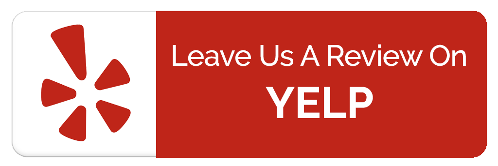 Red Yelp button with the Yelp logo and text “Leave Us A Review On YELP”