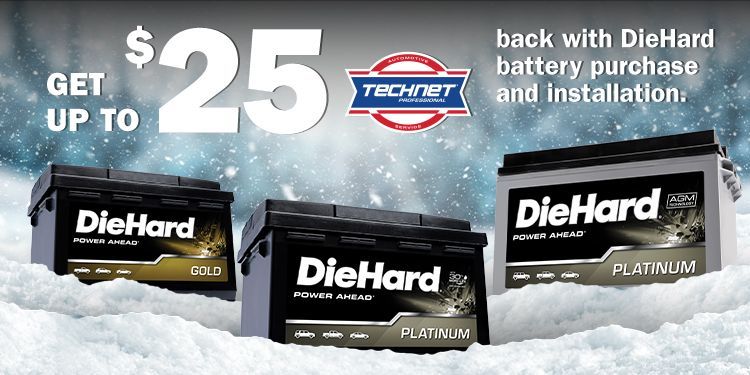 DieHard batteries offer up to $25 back with purchase and installation. | We Fix Cars