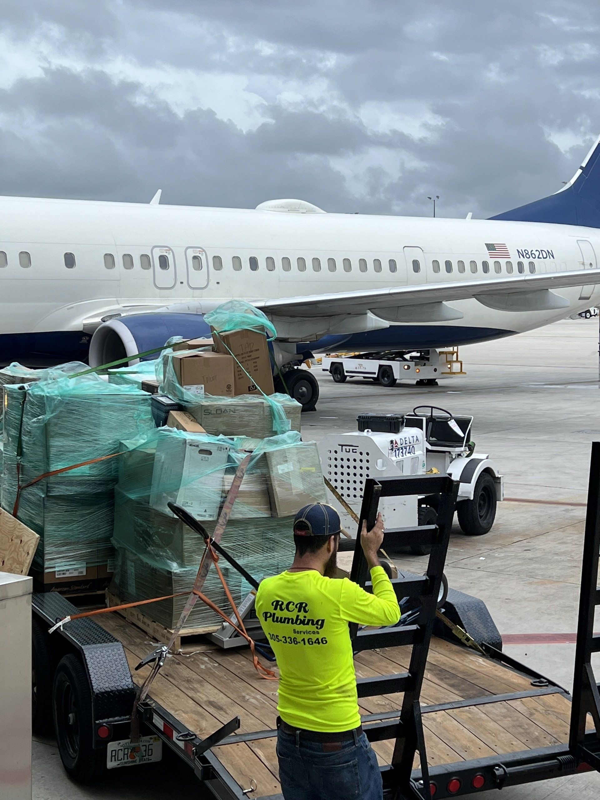 Equipment delivered on tarmac