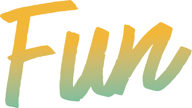 The word fun is written in yellow and green on a white background.