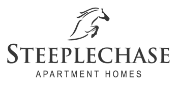 Steeplechase Apartment Homes logo with stylized horse and rider above the name.