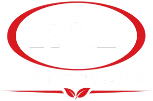 Red oval frame with a small red leaf-like logo centered at the bottom on a white background
