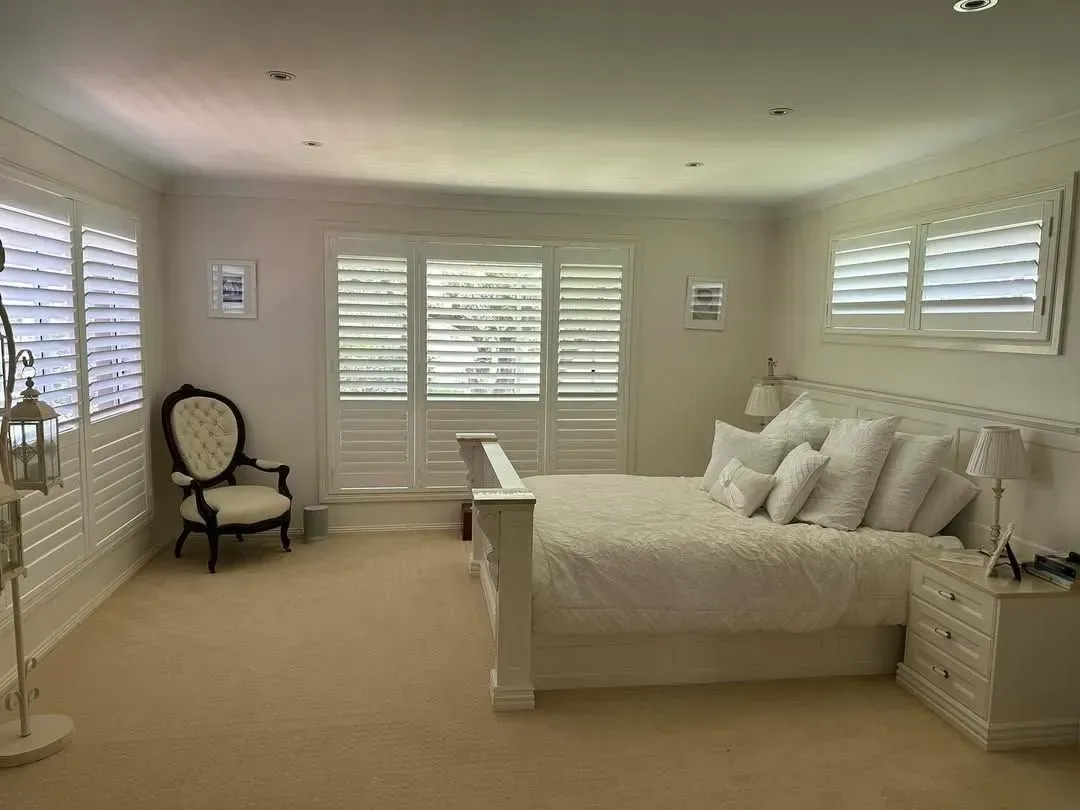 Bright Bedroom with White Bedding — Tamworth Blinds & Awnings in Walcha, NSW
