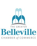 The Greater Belleville Chamber of Commerce logo with teal arches and blue text