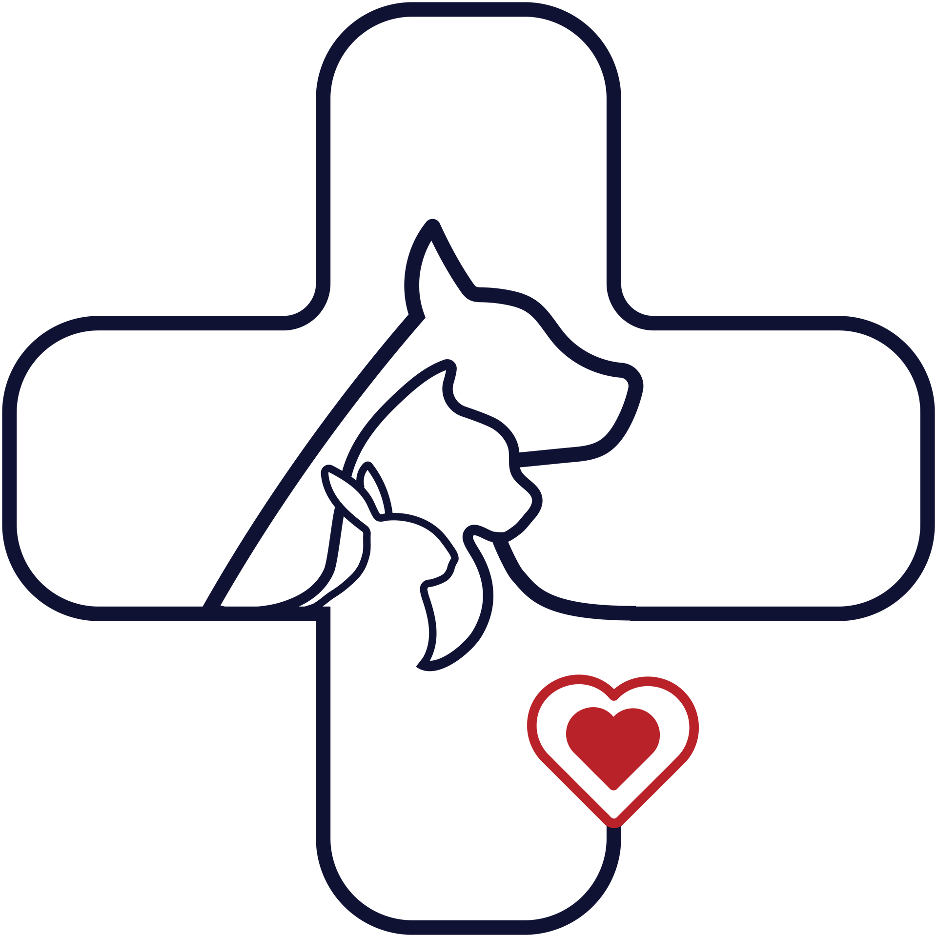 Pound Road Veterinary Clinic logo A dog and a cat are in a cross with a heart.
