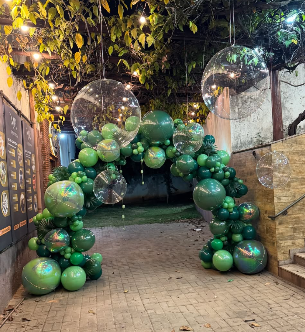Green organic garland arch delivery Balloon Concierge LA