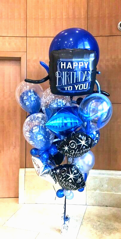 blue black male balloon birthday bouquet
