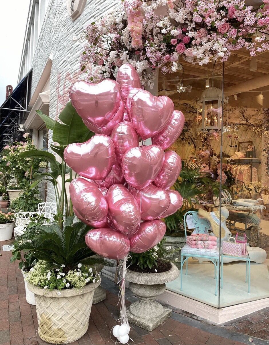 pink mylar foil helium filled balloon heart bouquet. Balloon Delivery Westwood