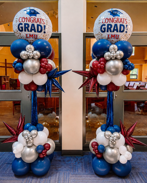 2026 graduation balloon arches, garlands, columns, bouquet delivery los angeles