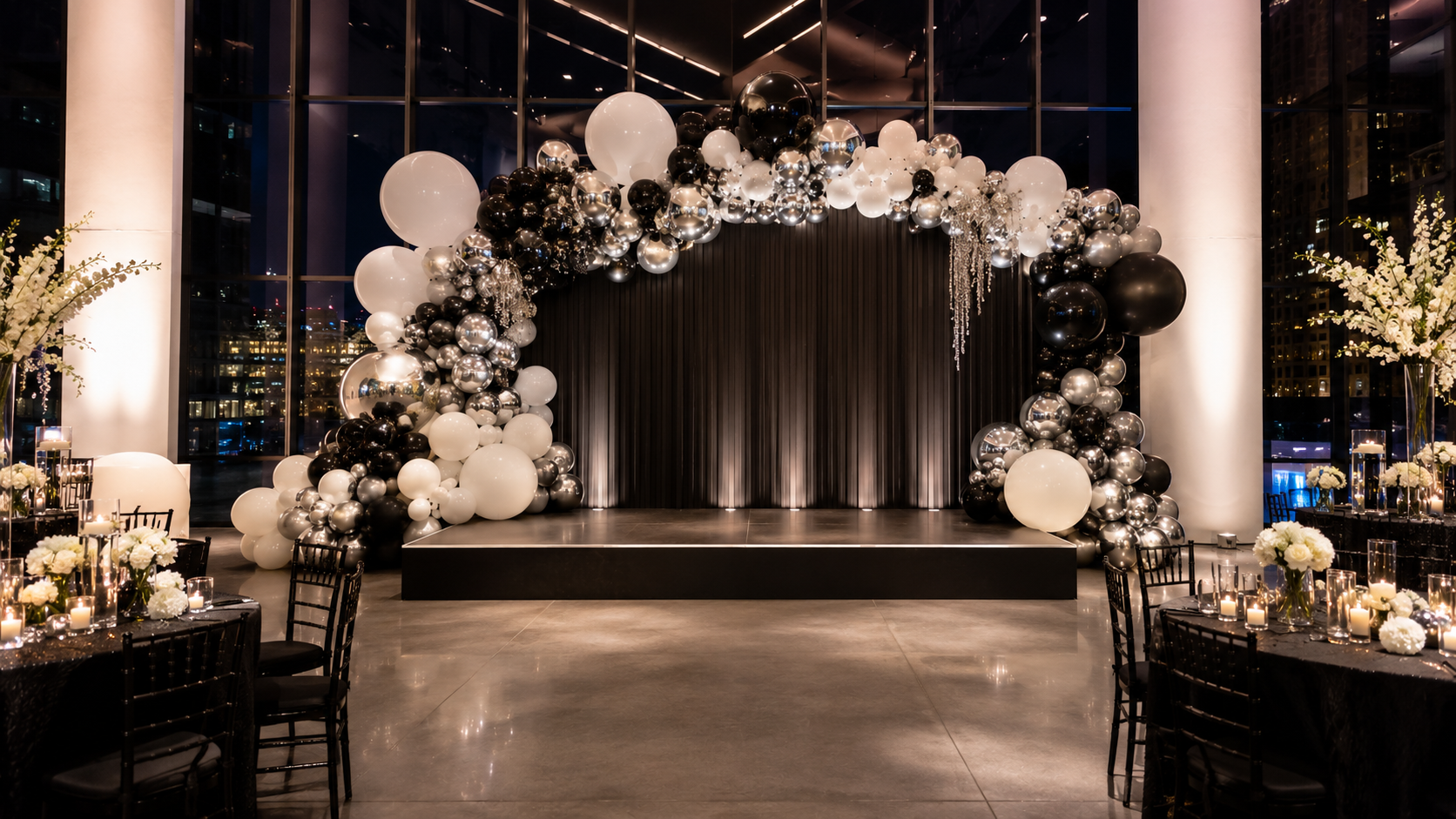 Large professional balloon installation at a corporate event in Los Angeles by Balloon Concierge
