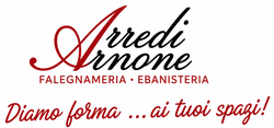 Logo for Arredi Arnone falegnameria e ebanisteria with red and black script and the slogan “Diamo forma ai tuoi spazi!”
