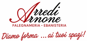 Logo for Arredi Arnone falegnameria e ebanisteria with red and black script and the slogan “Diamo forma ai tuoi spazi!”