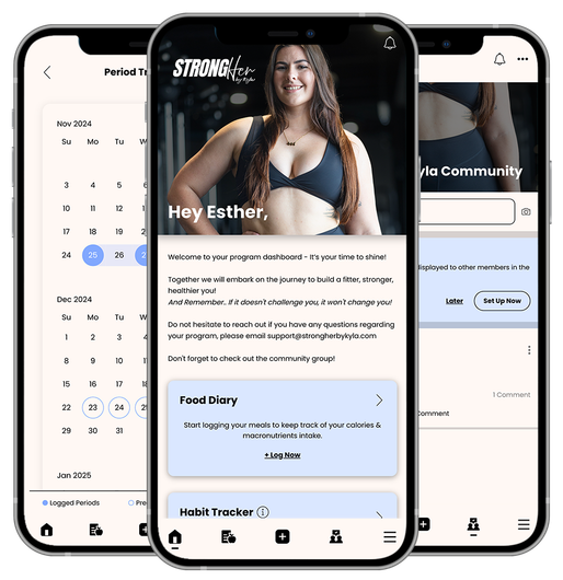 A woman is standing in a gym wearing a black tank top. StrongHer by Kyla Fraser - Personalised workout and meal plans