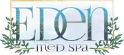 Logo for Eden Med Spa with teal text and floral accents.