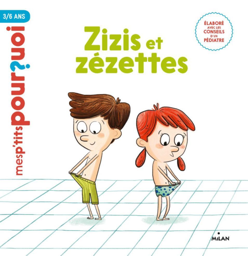 Couverture du livre : Deux enfants de dessins animés, un garçon et une fille, en train de baisser leurs maillots de bain.