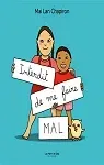 Deux enfants tiennent des pancartes : « Interdit de me faire du mal » et « Mauvais ». Fond turquoise.