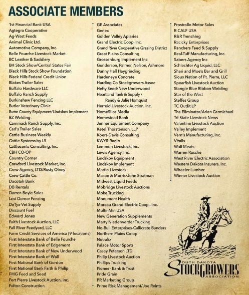 A list of associate members with a picture of a cowboy on a horse