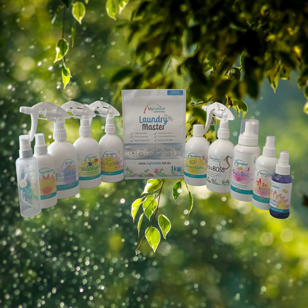Laundry Product Display With White Spray Bottles — My Habitat Products in Malanda, QLD