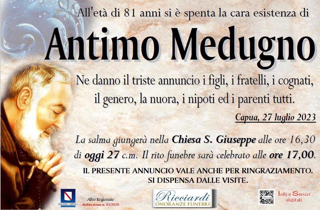 necrologio Antimo Medugno