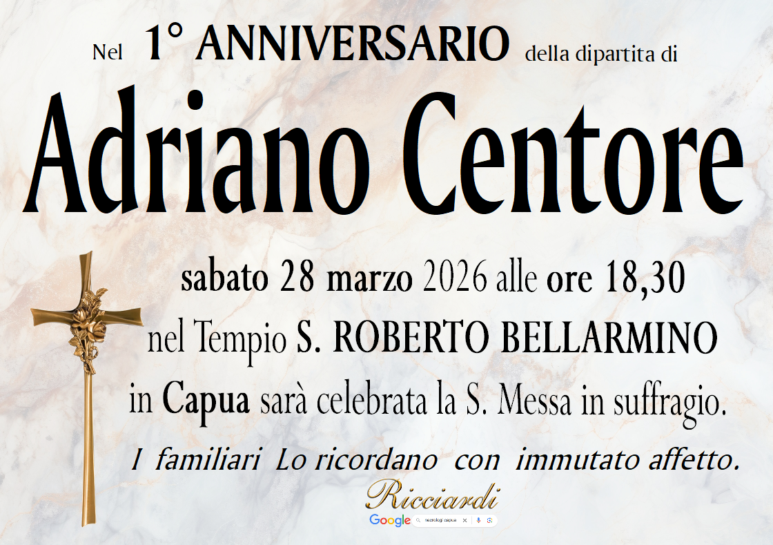 necrologio Adriano Centore