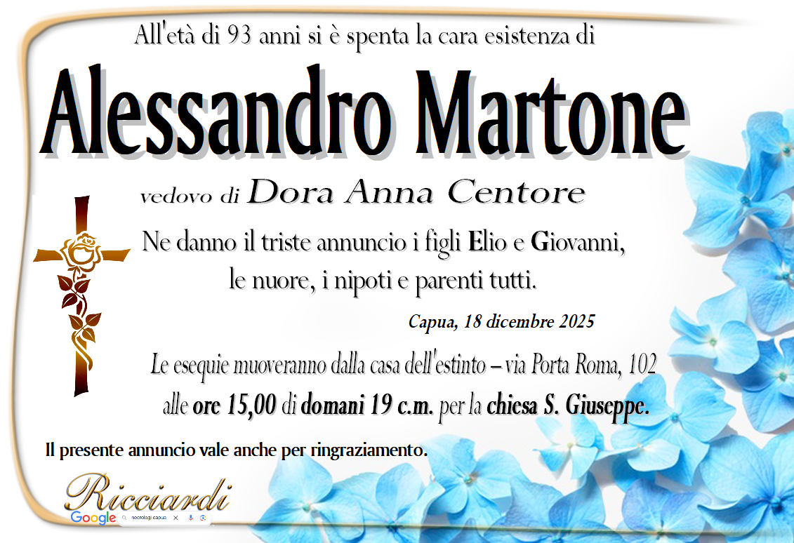 necrologio Alessandro Martone