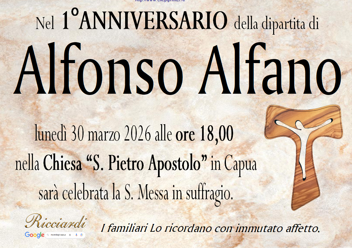 necrologio Alfonso Alfano