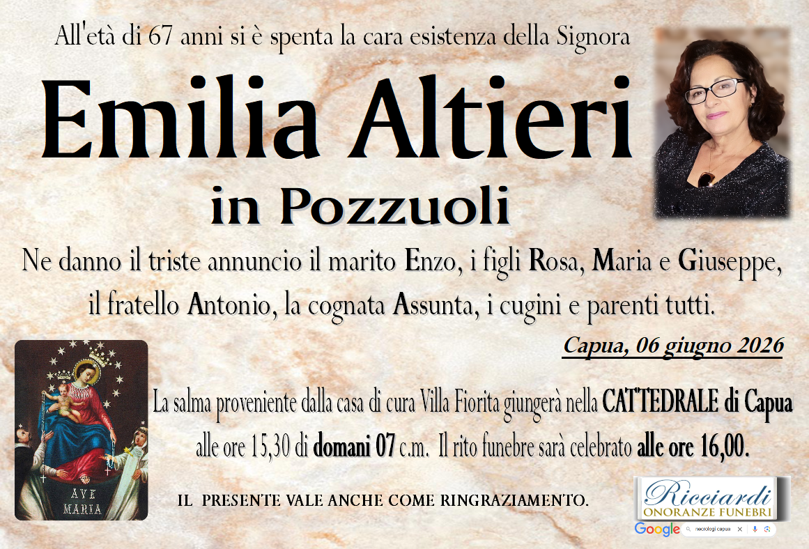 necrologio Emilia Altieri