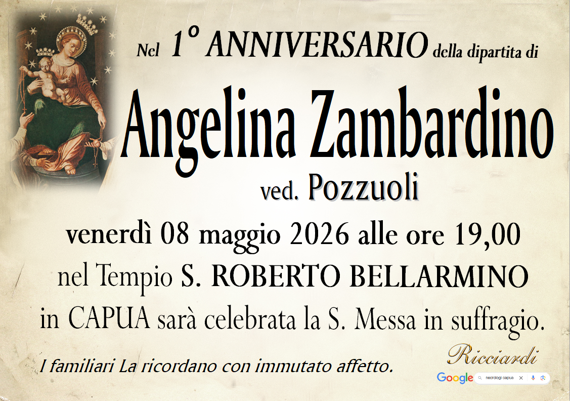 necrologio Angelina Zambardino