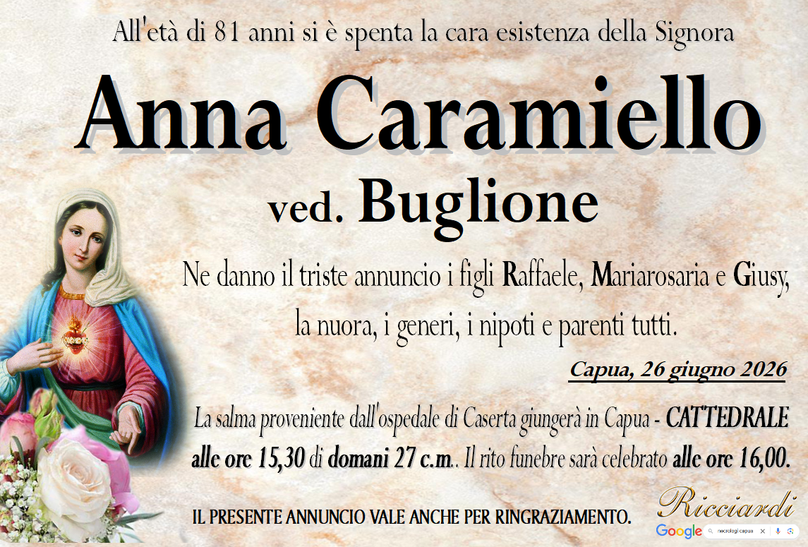 necrologio Anna Caramiello