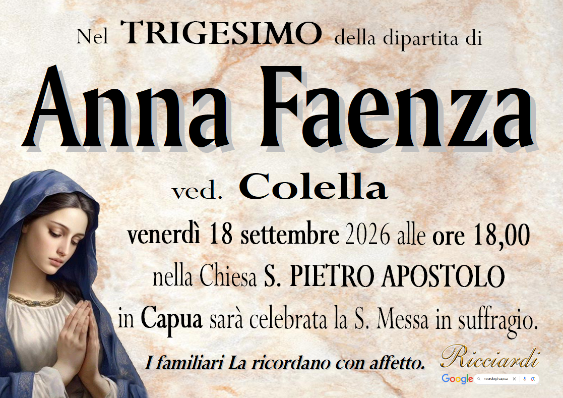 necrologio Anna Faenza