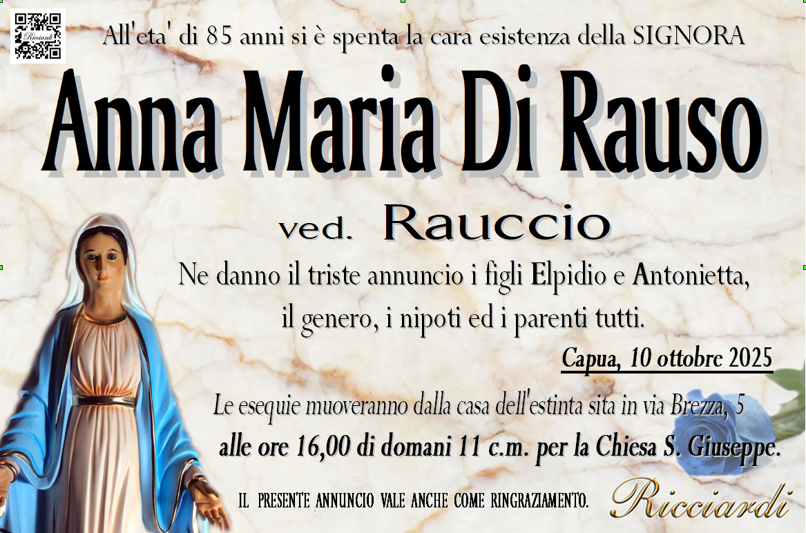 necrologio Anna Maria Di Rauso