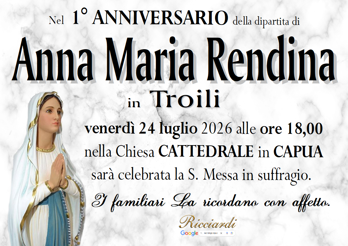 necrologio Anna Maria Rendina
