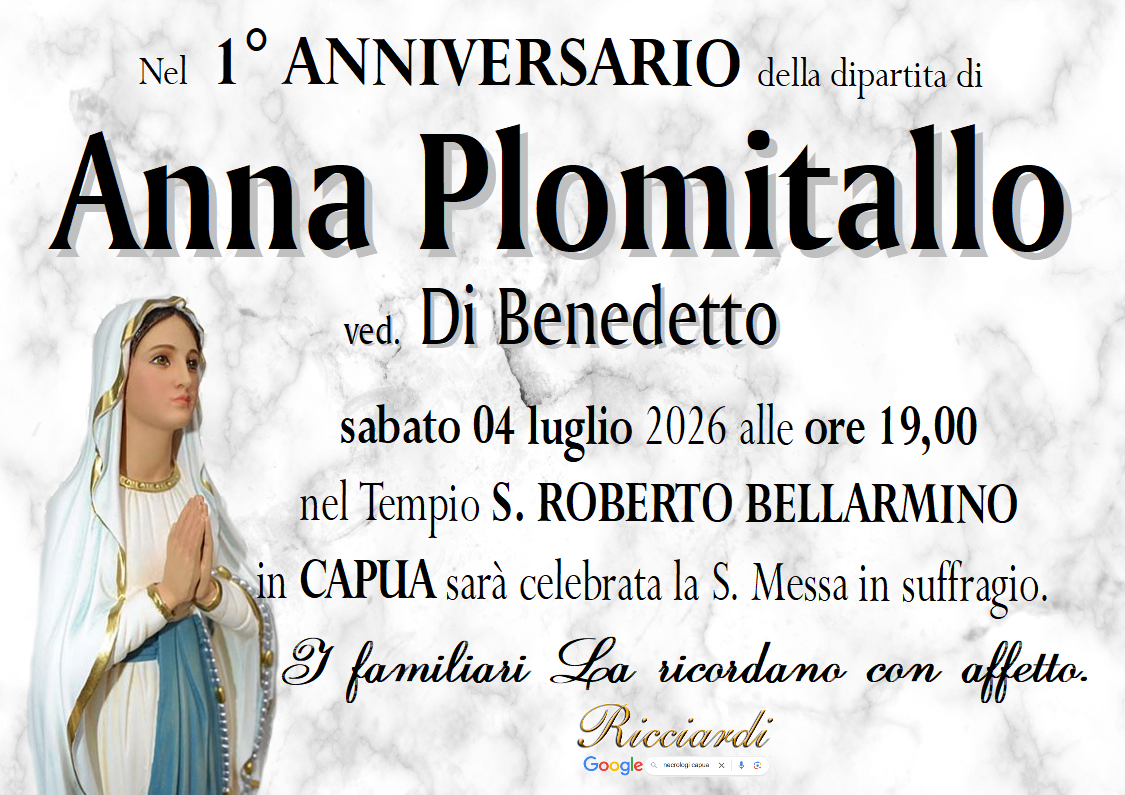 necrologio Anna Plomitallo