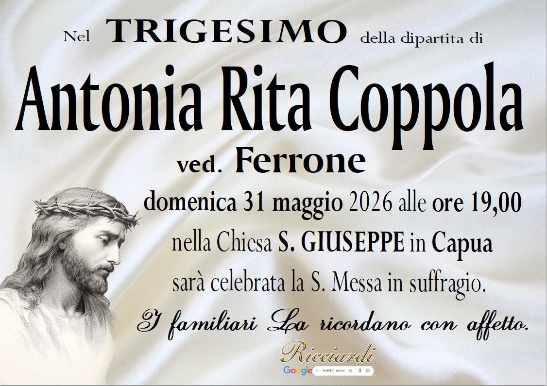 necrologio Antonia Rita Coppola