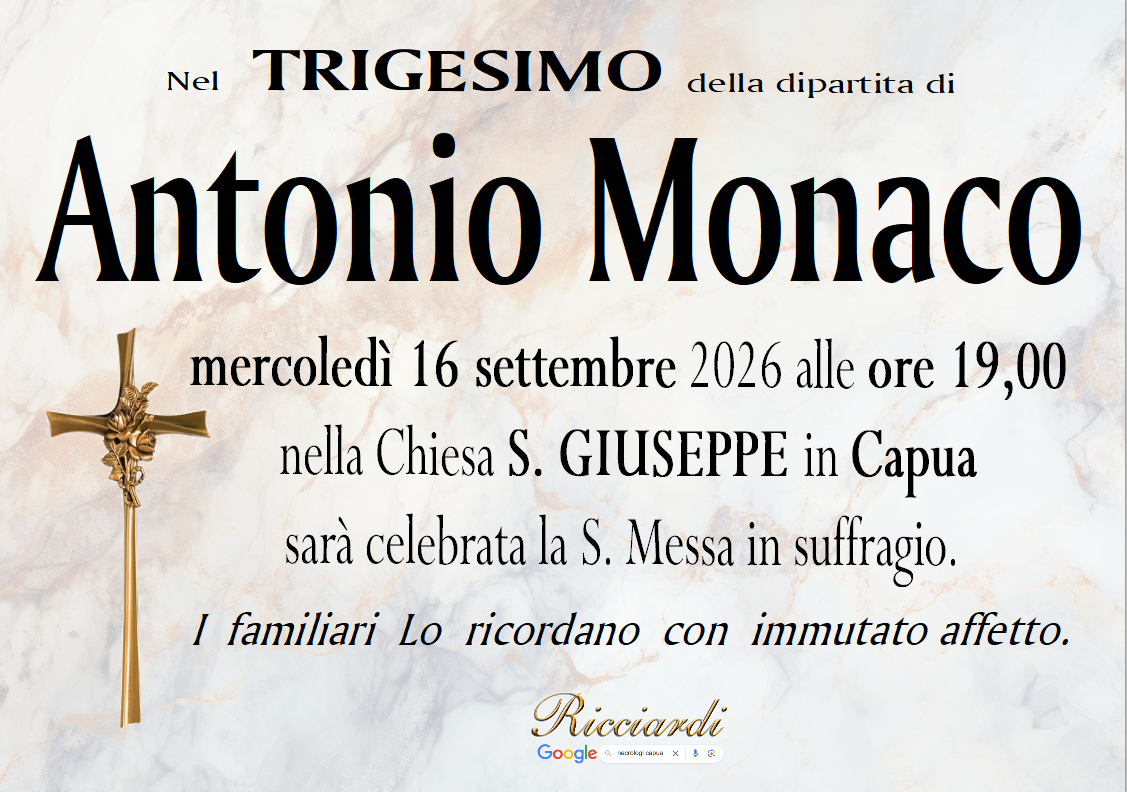 necrologio Antonio Monaco