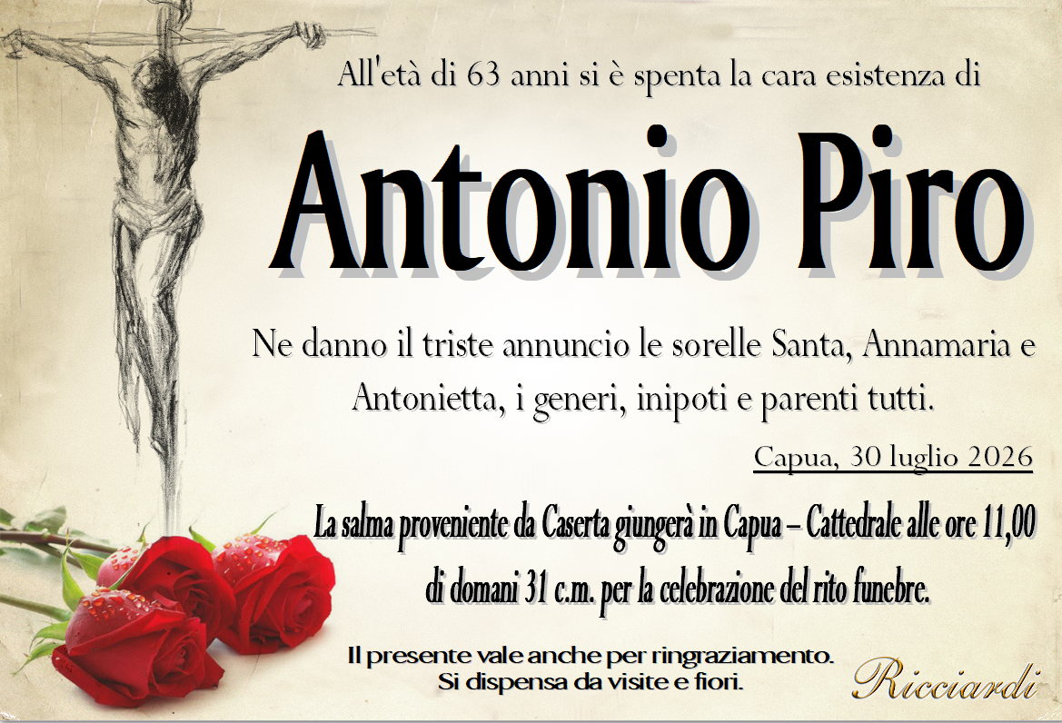 necrologio Antonio Piro