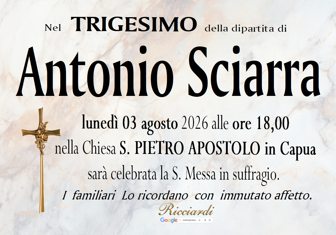 necrologio Antonio Sciarra