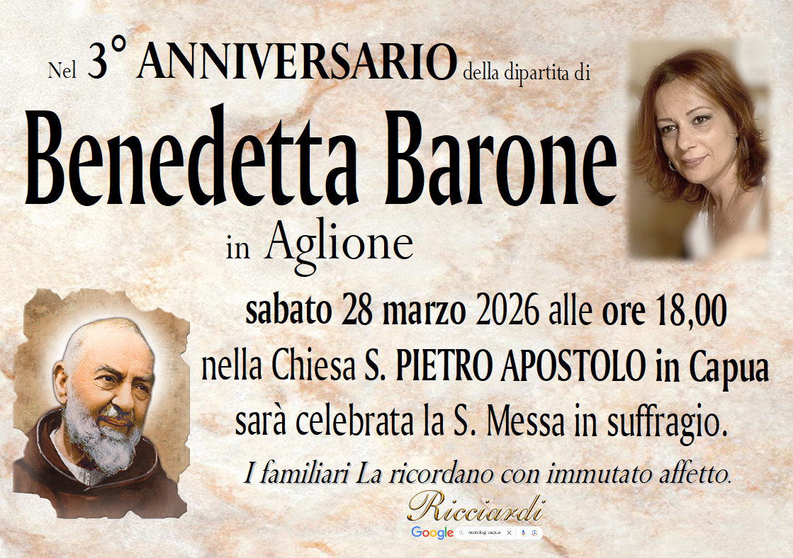 necrologio Benedetta Barone