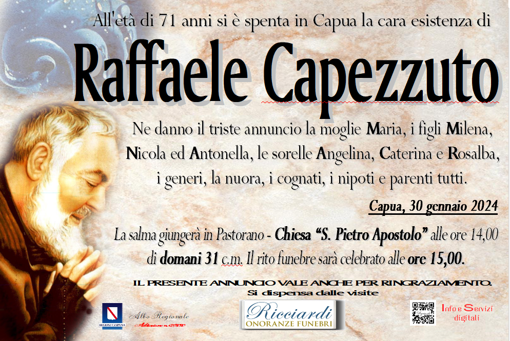 necrologio Raffaele Capezzuto